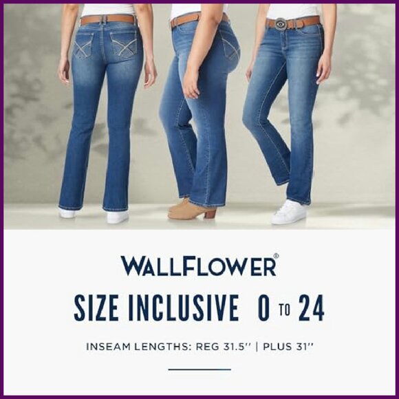 Bootcut Mid-Rise Stretch Jeans with Belt - Sizes 0-24 - Picture 8 of 8